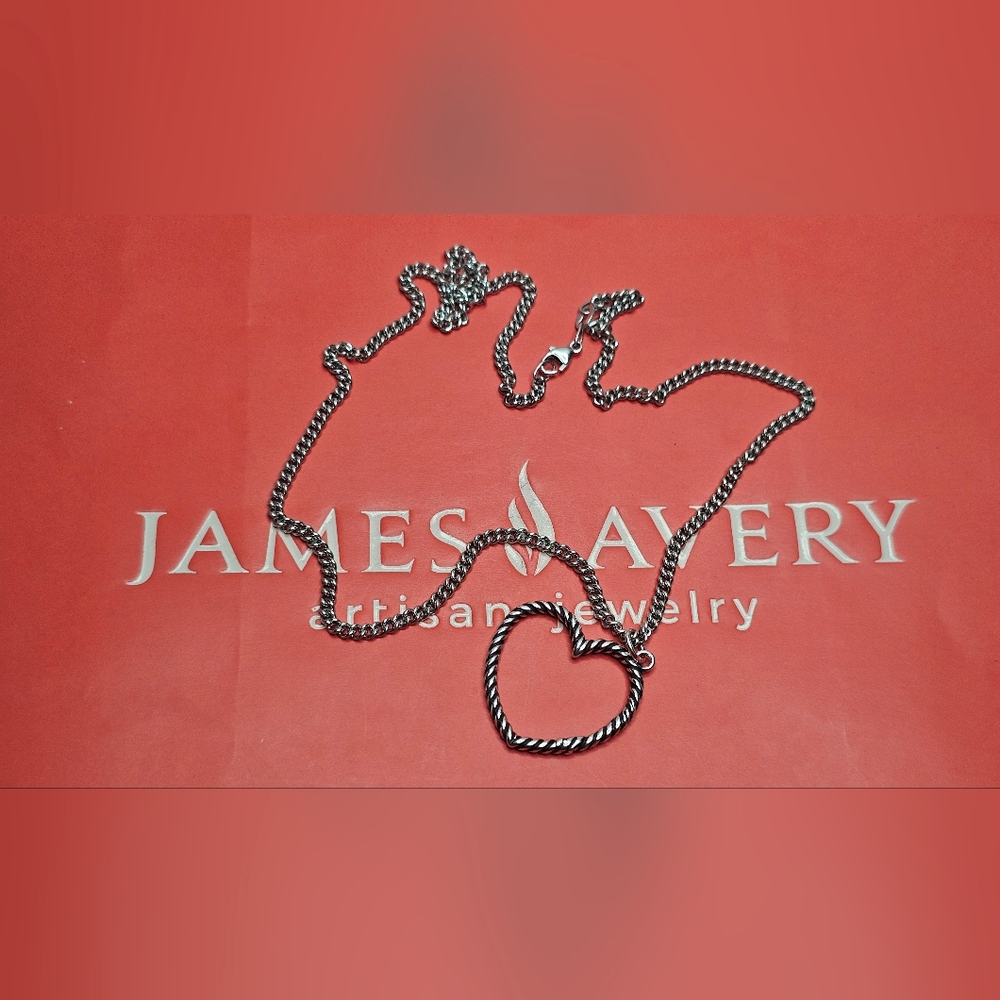 James Avery Sterling Twisted Wire Heart Charm Holder on James Avery Chain